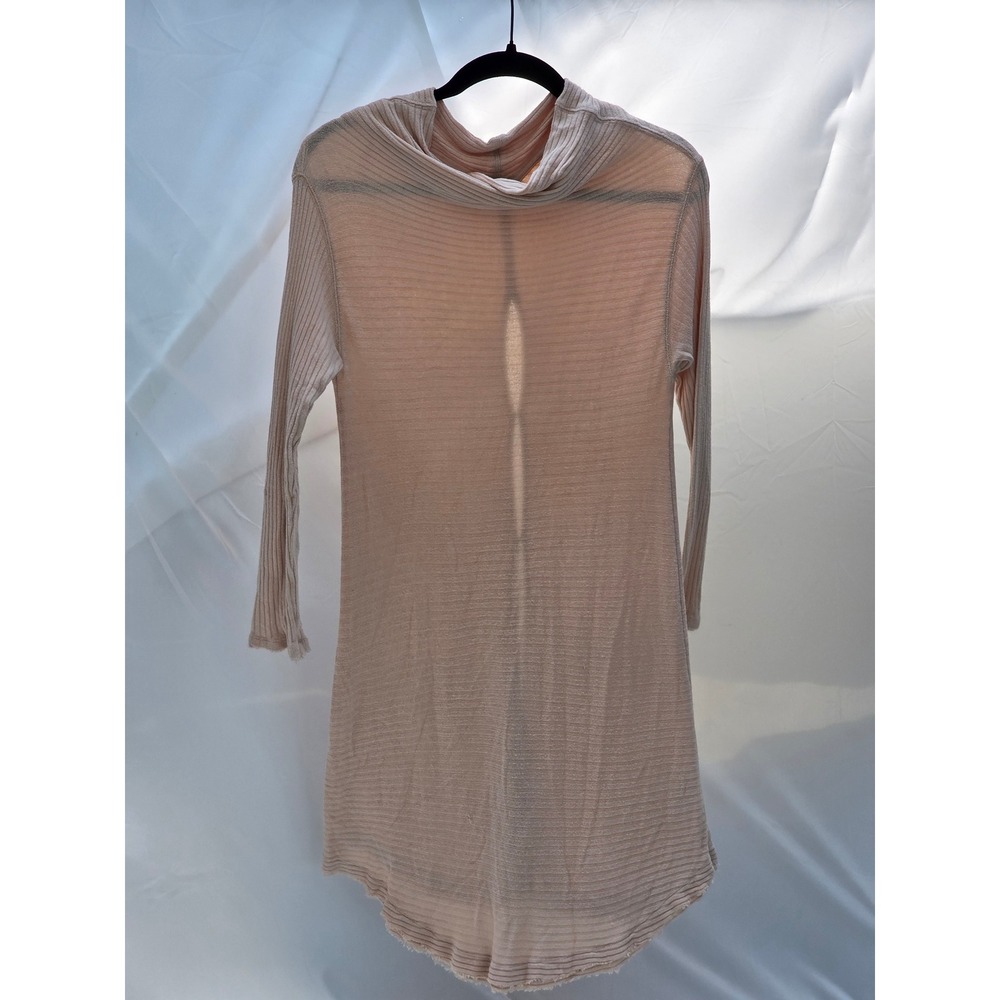 We The Free Free People Cowl Neck Open Back Ribbed Tunic Top Peach Small